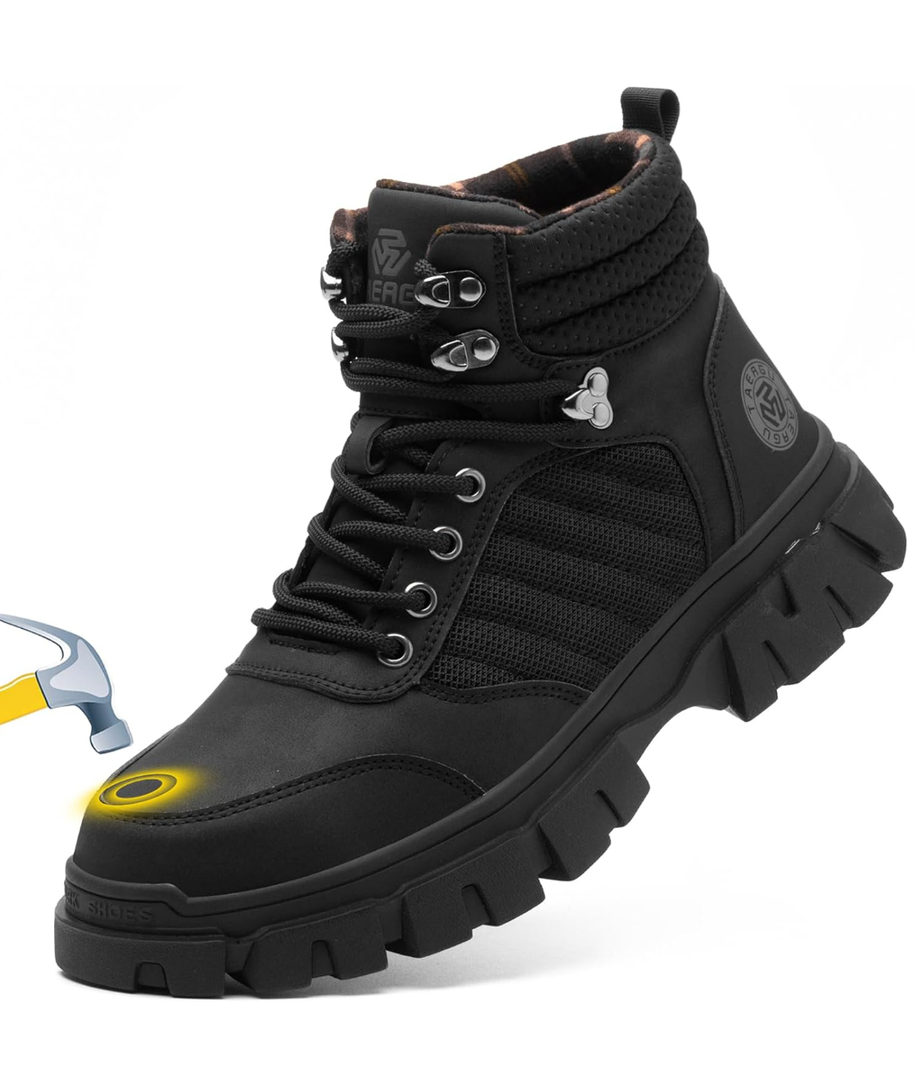 Waterproof Steel Toe Boots For Men-6 Inch Comfortable Mens Safety Work Boots Indestructible Steel Toe Shoes Lightweight Non Slip Puncture Resistant Industrial Construction Boot 13