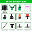 Garden Drip Irrigation Kit, 164FT Greenhouse Micro Automatic Drip Irrigation System Kit with 1/4 inch Blank Distribution Tubing Hose Adjustable Patio Misting Nozzle Emitters Sprinkler