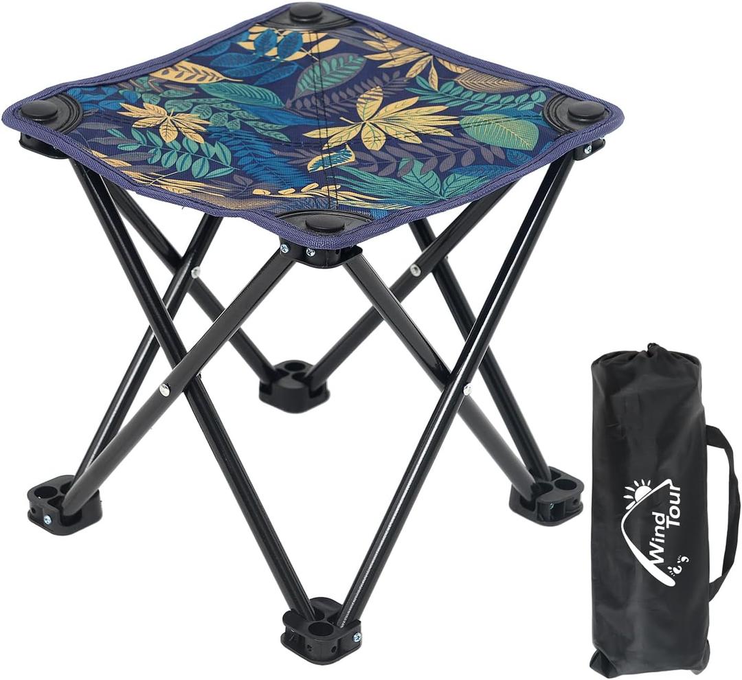Wind Tour Portable Folding Camping Stool Outdoor Camping Lightweight Samll Chair for Fishing Hiking Gardening and Beach with Carry Bag (Medium Blue -1)