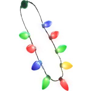 Windy City Novelties LED Christmas 9 Bulb Necklace with 6 Dynamic Light Modes for Adults and Kids Christmas Parties, Caroling, Gatherings & Party Favors - 1 Pack
