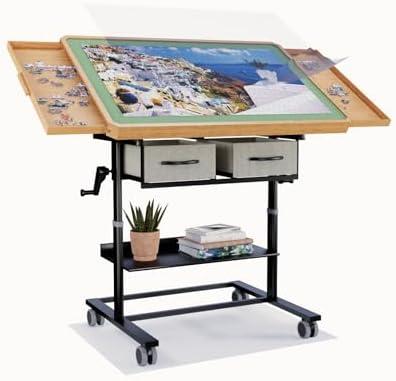 1500 Piece Jigsaw Puzzle Table with Legs,Jigsaw Puzzle Board Portable with 4 Drawers and Cover,35"x26"Adjustable Puzzle Tables for Adults,Gift for Mom
