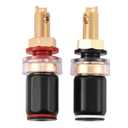 Welding Copper Terminal, 2 Pcs Copper Binding Post Terminal Black and Red 4mm Banana Plug Binding Post for Speaker