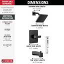 Delta Velum 14 Series Square Bathtub and Shower Faucet Set, Matte Black Shower Head and Handle Set, Valve Trim Kit, Matte Black T14437-BL (Valve Not Included)