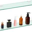 Tatuo 2 Pieces 23.6 Inch Bathroom Shelf Tempered Glass Shelf for Bathroom, 304 Stainless Steel Wall Mount Floating Glass Shelves