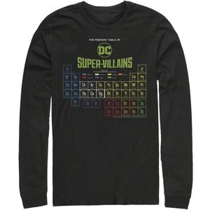 Harry Potter Big & Tall Justice League Periodic DC Villains Men's Tops Long Sleeve Tee Shirt, Black, 4X-Large