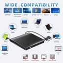Ziweo External CD DVD Drive, Portable USB 3.0 Type-C CD Burner CD +/-RW Drive DVD Player for ROM Rewriter Burner Compatible with Laptop Desktop PC Windows MacBook Linux Mac OS