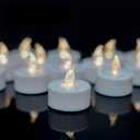 YIWER Battery Tea Lights Candles Set of 24: Flickering flameless Realistic Tealights with Warm White Light Candle Light for Festivals Parties Halloween Warm Atmosphere