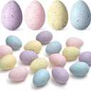 Waipfaru 16 Pcs Easter Eggs, Plastic Easter Decorations, Speckled Easter Table Decor, Easter Centerpiece Table Decorations for Indoor Outdoor Home Vase Filler Basket Spring Party DIY(Pastel Colors) (Blue, Yellow, Purple, Pink)