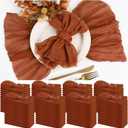 100 Pieces Cloth Napkins Terracotta Dinner Cheesecloth Napkins for Wedding,Wrinkled Cloth Napkins Bulk for Home Party Rustic Table Decoration, Terracotta, 17" x 17" (Set of 100)