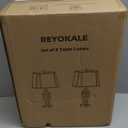 Reyokale Set of 2 Rustic Table Lamps for Living Room Bedroom, Farmhouse Vintage Nightstand Lamp with 2 USB Ports, Hollow Out Resin Lamp for End Table with Nightlight, Bulbs Included (Wash White)