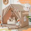 Kids Indoor Play Tent with Mat, Play Tent for Kids Ages 3-8, Large Playhouse Toddler Tent Indoor, Castle Tent for Girls Boys, Play Cottage, Toy House Birthday Gift