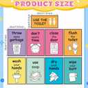 3 x Mooliwe 9 Pcs Bathroom Rules Posters 12 Inch Potty Training Walls Chart Signs Visual Bathroom Decor Step by Step Handwashing Potty Training Guide with Adhesive Dots for School Home Washroom