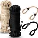 4 Pcs Craft Rope Kit - Includes 2 Bundles Soft Silk Cords & 2 Adjustable Nylon Bracelets, 32. 81 ft Multipurpose Twisted Trim for DIY Projects, Home Decor & Daily Use(Black, Beige)