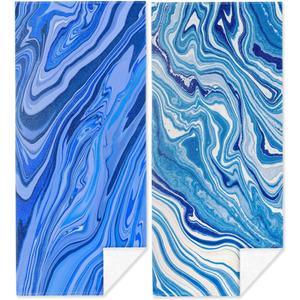 2 Pack Ocean Waves Sea Microfiber Lightweight Beach Towel Quick Dry Soft Towels for Swimming Pool Camping Beach Accessories Cruise Vacation Necessities for Bathroom Pool Camping Travel 32x71 inch