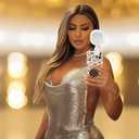 Larsa Pippen - LARSA Light - LED Selfie-Light with Clip & Glass Mirror - Rechargeable for Phone or Camera - 142 LEDs-Adjustable Brightness - Ideal for Makeup, TikTok, Content Creators