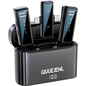 Wireless Lavalier Microphone with Noise Cancellation, 6 Hours of Battery, Wireless Mini Microphone for iPhone, Android, Record Interview, Vlogs