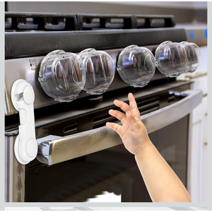 Mom's Choice Gold Awards Winner - Stove Knob Covers for Child Safety (5 Pack) Double-Key Design and Upgraded Universal Size Gas Knob Covers Clear View Childproof Oven Knob Covers for Kids and Pets