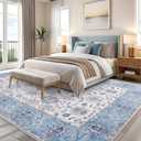 8x10 Area Rugs for Living Room, Bedroom - Machine Washable, Non-Slip Bedside Rug, Large Soft Floor Carpet for Office, Dining Room, Farmhouse and Home Decor, Cozy Elegance/Blue