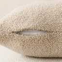 Foindtower Pack of 2, Curly Faux Fur Decorative Throw Pillow Covers Soft Plush Cushion Case with Zipper Cozy Fluffy Boho Pillowcase for Home Living Room Couch Bed Sofa 18 x 18 Inch, Light Beige