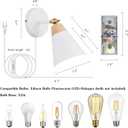Wall Sconce Set of 2, Wall Sconce with Metal Shade, Plug Switch, Indoor Decor Wall Mount Swing Arm Lamp for Bedroom,Hallway,Living Room,Reading, White