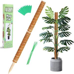 Augshy Moss Pole, 27 Inch Moss Poles - 2Pcs 17 Inch Plant Stakes Moss Sticks for Monstera Indoor Creepers Plant Support Extension Climbing Plants