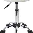 FURWOO Adjustable Salon Chair Small Rolling Stool with Wheels for Spa Salon Massage Home Office White