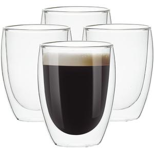 [4-Pack,12Oz] Glass Cups, Double Walled Thermo Espresso Glasses, Insulated Coffee Mugs, Drinking Glasses