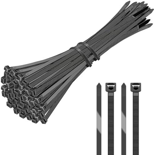 Set of 3 Pack, DreamPear 100 Pack Cable Zip Ties, (8'' x 0.19''), Black Self-Locking Nylon Cable Ties, Zip Ties Heavy Duty, 50lbs Tensile Strength, Cable Cord Management, Plastic Wire Ties for Indoor And Outdoor