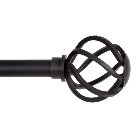 Kenney Studio End Window Curtain Rod, Adjustable for Windows 5/8 Inches, 16 MM Extendable Curtain Rod Black