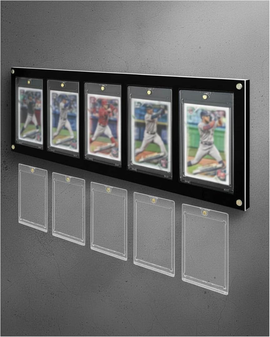 5 Card Display Frame, Black Acrylic for Trading Cards