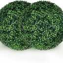 Artificial Plant Topiary Ball, UV-Anti 2 PCS 20 Inch 4-Layer Leaf Faux Boxwood Decorative Balls for Wedding, Balcony, Garden, Backyard and Indoor & Outdoor Greenery Home Décor