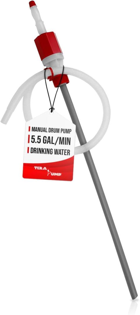 TERA PUMP Food Grade BPA Free Emergency Disaster 55-Gallon Drum Pump Heavy Duty Barrel Siphon (5.5 gpm) Drinking Water Hand Pump