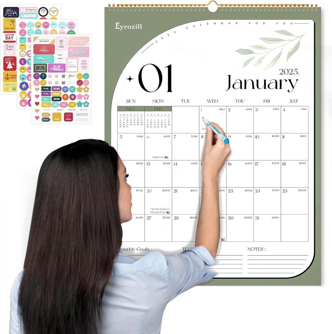 Calendar 2025, Wall Calendar 2025-2026 Planner Hanging17"x22" Calendar 2025-2026 with Spiral Bound Magnetic Fridge Calendars 18 Month Calendar with Thick Paper for Home & Office, Seasonal (Big Morandi)