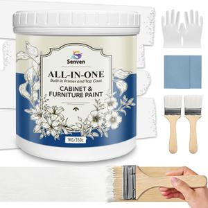 All-In-One Paint White Paint 35 Oz Chalk Paints for Cabinet, Furniture, Wood Metal, Wall, Multi Surface Home Decor Touch Up Paints Kit Built In Primer & Top Coat Acrylic Non-Toxic & Fast Drying Quart (35 Fl Oz (Pack of 1))