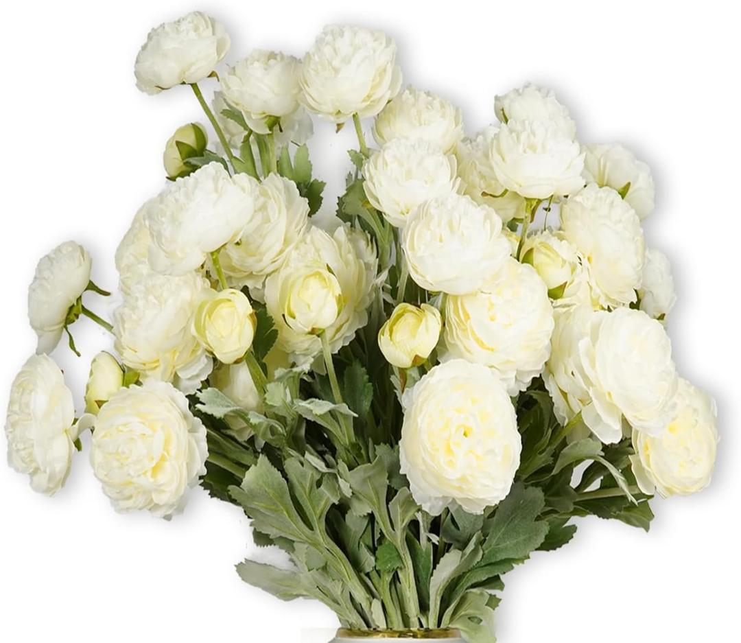 Artificial Flowers White Peonies 20pcs 60Heads Bouquet Fake Peonies Artificial Ranunculus Flowers for Indoor Faux Floral Arrangements Home Table Kitchen Wedding Party Farmhouse Decor Artificial Flowers White Peonies 20pcs 60Heads Bouquet Fake Peonies Artificial Ranunculus Flowers for Indoor Faux Floral Arrangements Home Table Kitchen Wedding Party Farmhouse Decor