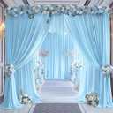 16x10FT Baby Blue Backdrop Curtains for Wedding Parties, Wrinkle Free Polyester Photography Backdrop Drapes for Wedding Baby Shower Birthday Parties Stage Background Stand Decorations 4x10ft,4 Panels