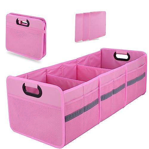 Homeve Large Collapsible Trunk Organizer with Multi Pockets, 3 Compartments Storage Organizer for Car, SUV, Minivan
