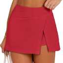 ANRABESS Women's Tennis Skirts Athletic Golf Skorts Summer Inner Shorts Workout Exercise Sports 2024 Spring Running Onesie Bodycon Zipper Pocket Short Cute Skirts A1437-dahongse-XL Red, X-Large (Red, XL)