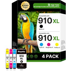 910XL Ink Cartridges Combo Pack for HP 910 Ink Cartridges for HP Printers HP910XL 910 Multipack XL Color HP910 910XL Black and Color Combo Pack Work for Office Jet Pro 8020 8010 8015 Printers, 4 Pack