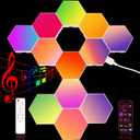12Pack Hexagon Lights for Wall LED, That Sync with Music, APP & Remote Controls Hex Lights, RGB LED Wall Panels for TV, Bedroom, Living Room, Game Room Decor