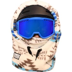 MDXONE Kids Balaclava Over Helmet  Warm Fleece Ski & Snowboard Face Mask, Adjustable Neck Warmer for Boys & Girls (One Size-Medium, Blue Shapes)