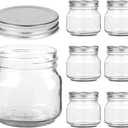 Small Mason Jars Regular Mouth - 8 oz Clear Glass Jars with Silver Metal Lids for Sealing, Food Storage, Overnight Oats, Jelly, Dry Food, Jam,DIY Jars, 6PCS