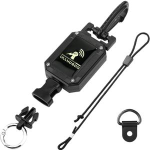 CB Mic Holder, Luminous Material Retractable Microphone Hanger Keeper CB Radio Accessory, Heavy-Duty Mic Tether 32" Stainless Steel Cord with Adjustable Mount Kit, Ideal for Truck Night Driving