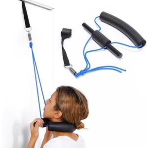 Cervical Neck Traction Device Over Door Home Use for Neck Pain Relief, Portable Neck Stretcher Strap for Spinal Decompression or Physical Therapy, Restore Natural Curve of Neck