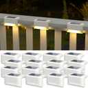 APONUO Solar Deck Lights 16 Pcs, Outdoor Waterproof Led Solar Fence Lamp for Patio, Stairs, Garden Pathway, Steps and Fences (Warm White)