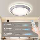 AHAWILL Low Profile Ceiling Fan with Light,19.29in Bladeless Ceiling Fan with Remote Control,Enclosed Flush Mount Fandelier,6 Wind Speed,Dimmable LED Lights,White,for Bedroom Dining Room