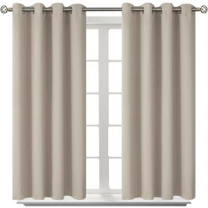 BGment Room Darkening Curtains 54 Inches Long - Grommet Thermal Insulated Drapes Window Treatment Curtains for Bedroom, 2 Panels, 52 x 54 Inch, Camel