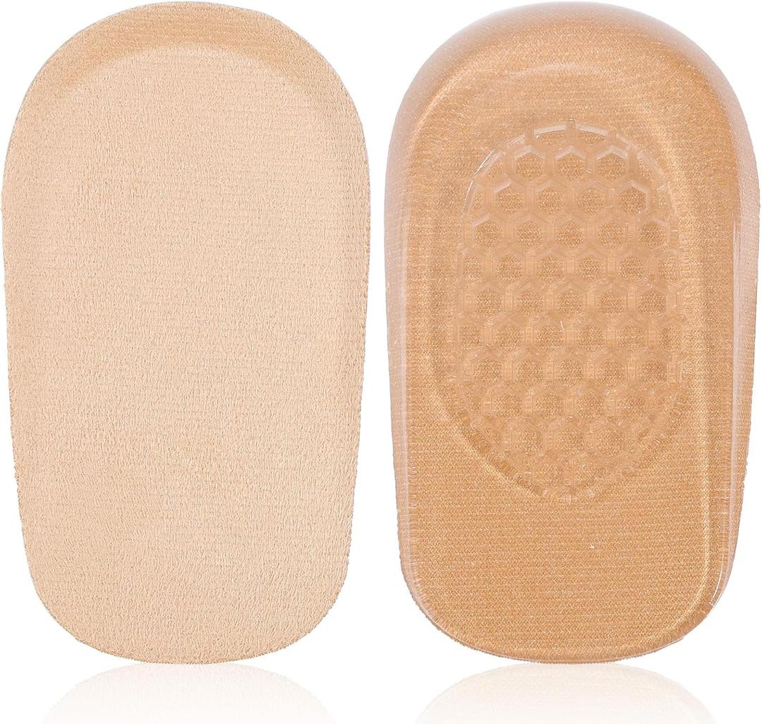 2Pairs Silicone Heel Lifts, 1/2 Inch Heel Inserts for Women, Discrepancy Gel Half Foot Insoles for Women and Men(Beige)