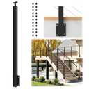 Side Mount Cable Railing Stair Post for 36"/42" Stair Railing(Post Body 44"), Left Side Space-Saving 33° Drill Stair Handrail Deck Post for Cable Railing System Kit Indoor Outdoor Wood Concrete