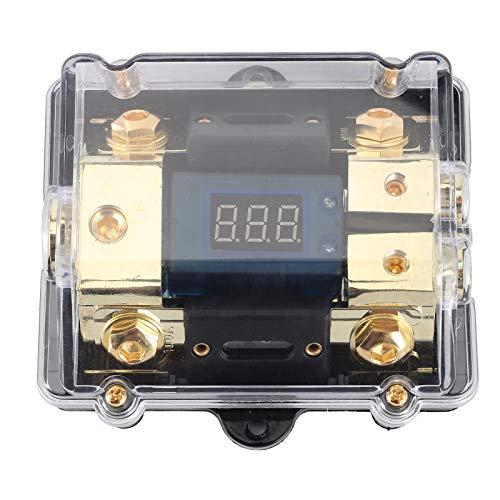 Fused Holder Box, Transparent Cover Fused Holder Block 100A 1 in 2 Out with LED Digital Voltage Display Power Distribution Block Replacement for Car Yacht Audio, 4.3 x 3.7 x 1.6in
